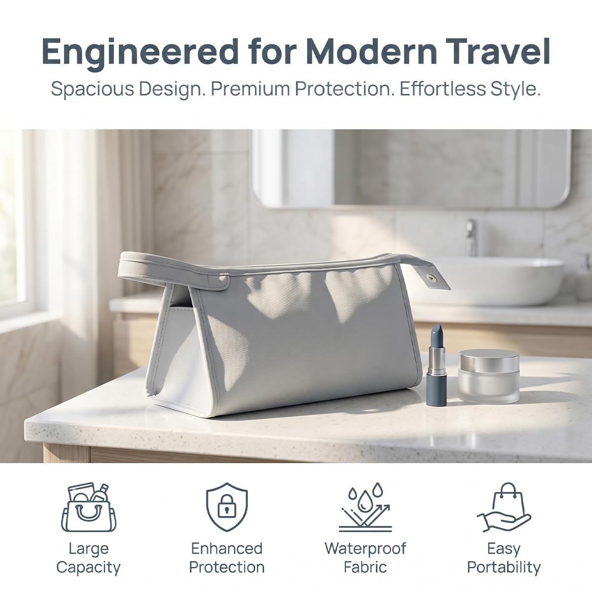 Bolsa de Almacenamiento para Secador de Pelo, 35 x 14,5 x 13 cm Bolsa de Viaje Portátil para Secador de Pelo, Ligero e Impermeable, para Alisadores, Rizadores, Peines y Accesorios (Plata)