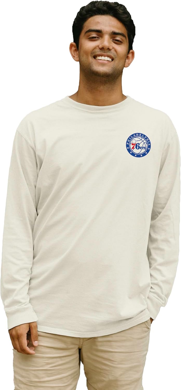 Blue 84 NBA Unisex-Adult NBA Officially Licensed Long Sleeve T-Shirt Ringspun Front/Back Ivory - Image 2