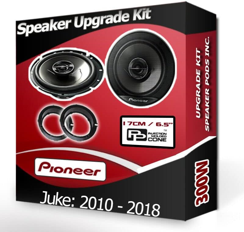 Pioneer car speakers 6.5" 17cm for Juke Rear Doors + Adaptor pods 300W