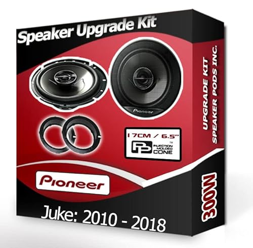 Pioneer car speakers 6.5 17cm for Juke Front Doors + Adaptor rings 300W