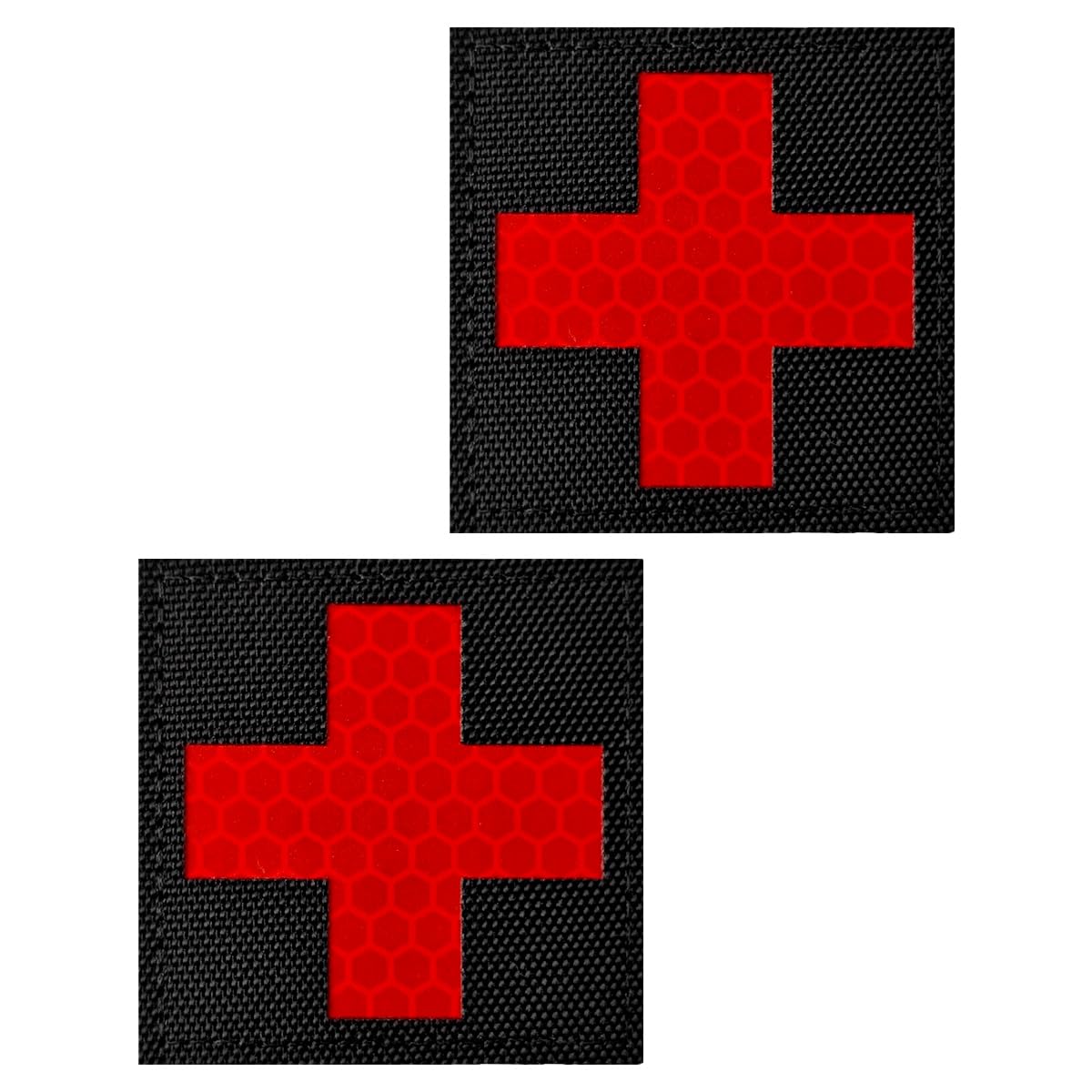 2Pcs Medic IR Reflective Tactical Military Patches, Infrared EMS EMT MED Medical Red Cross Morale Hook and Loop Badge First Aid Patches Style 6