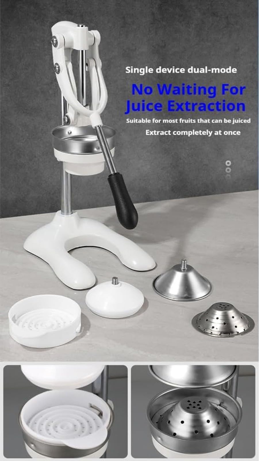 Exprimidor Manual de Alta Resistencia de Acero Inoxidable y Hierro Fundido, Prensa Manual, exprimidor de Limones, para Jugo de Naranja Fresco, fácil de Limpiar para Bar y Cocina (D)