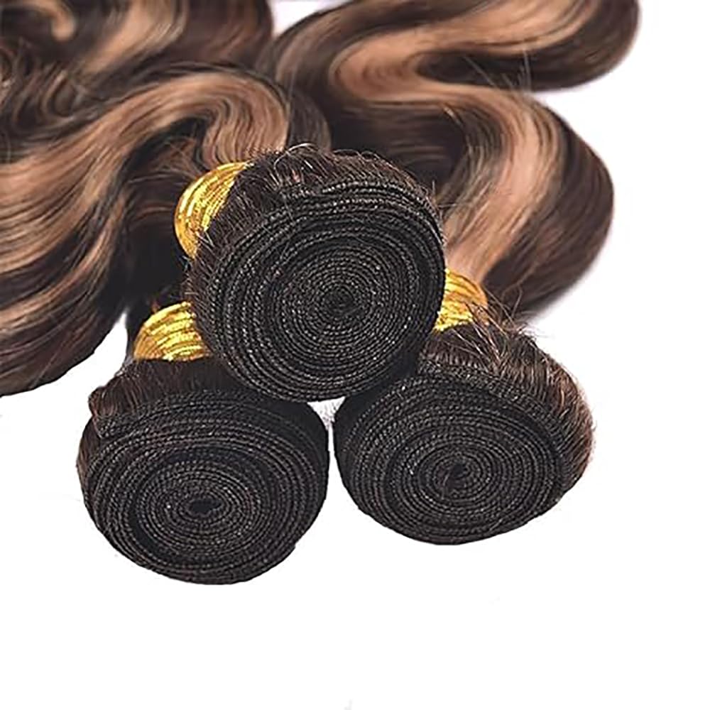 Body Wave Human Hair Bundles Echthaar Tressen Bündel Menschliches Haar Human Hair Extensions Double Weft Weave 50g/Piece Highlight Brown P4/30 Color 26 28 30 Zoll