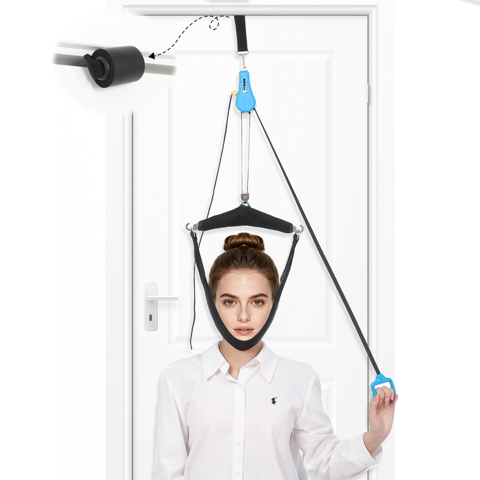 Appareil de traction cervicale, support de nuque portable sur la porte pour soulager les douleurs cervicales, soutien de la nuque pour soulager la colonne vertébrale