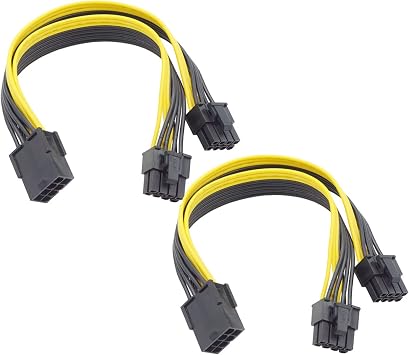 CPU 8 Pin to Dual 8 Pin PCIe Adapter Power Cable, CPU 8 Pin Female to Dual PCIe 2X 8 Pin 6+2 Male Power Adapter Splitter Cable for Graphics Card BTC Minor EVGA Power Supply - 21CM 2 Pack