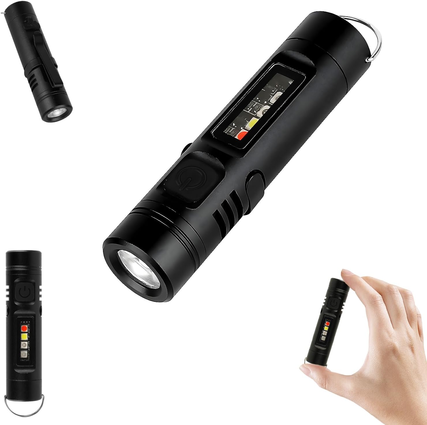 Rechargeable Keychain Flashlight 500lm & Magnetic Base, Mini Hands-Free Light for Camping, Hiking, Car Repair, Emergency
