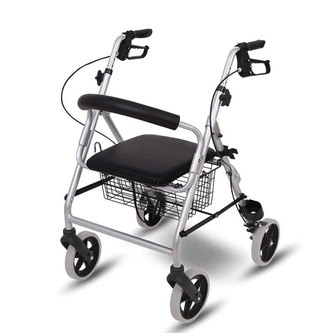 Andador para personas mayores Andador con ruedas Andador con asiento y ruedas, Andadores portátiles plegables para personas mayores, Andador con cesta de almacenamiento de gran capacidad little