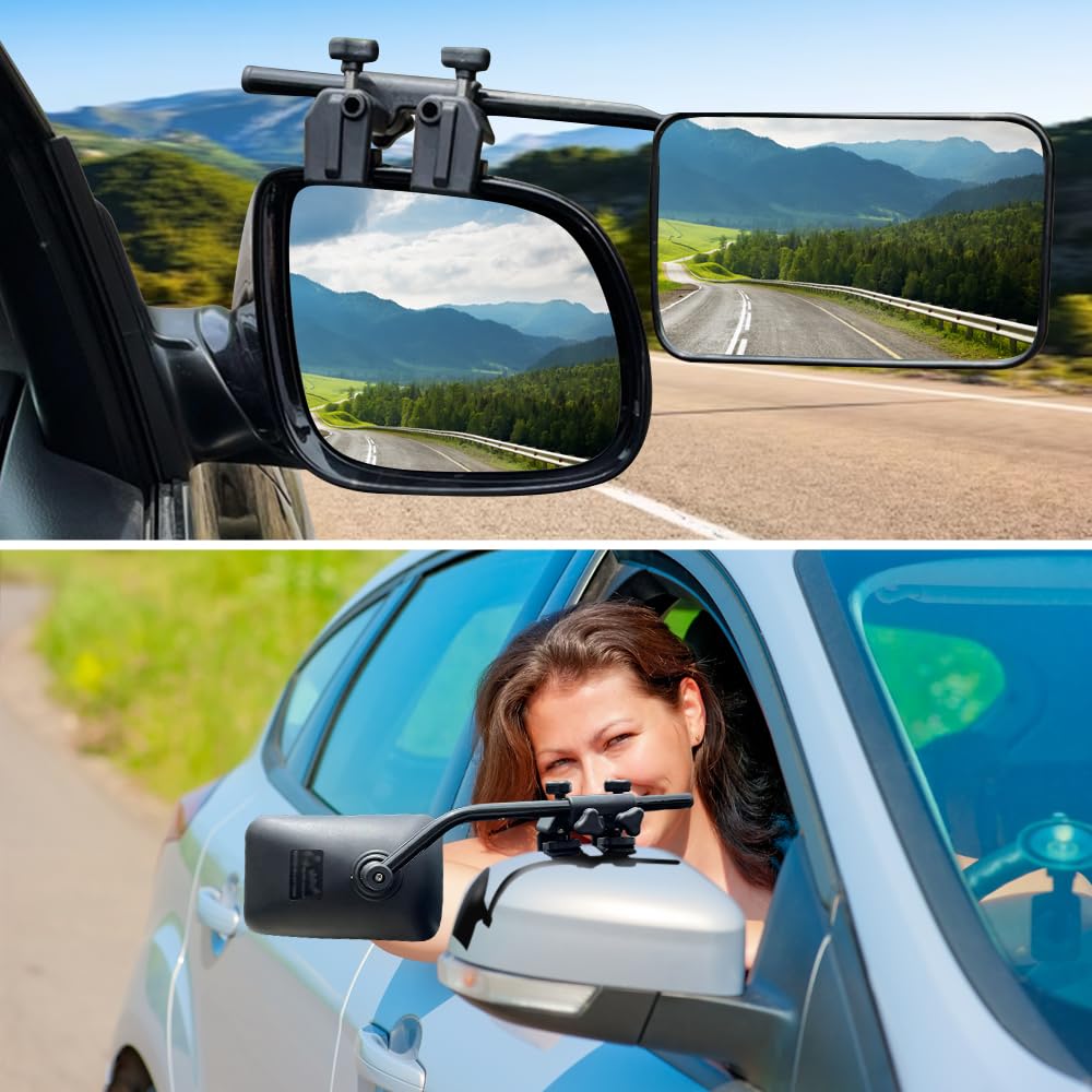 Riloer 2pcs Rétroviseurs extérieurs pour camping-car, Rétroviseurs de Remorquage Retroviseur Caravane Voiture Miroir Additionnel Auxiliaire universels à angle réglable pour camion SUV remorque RV