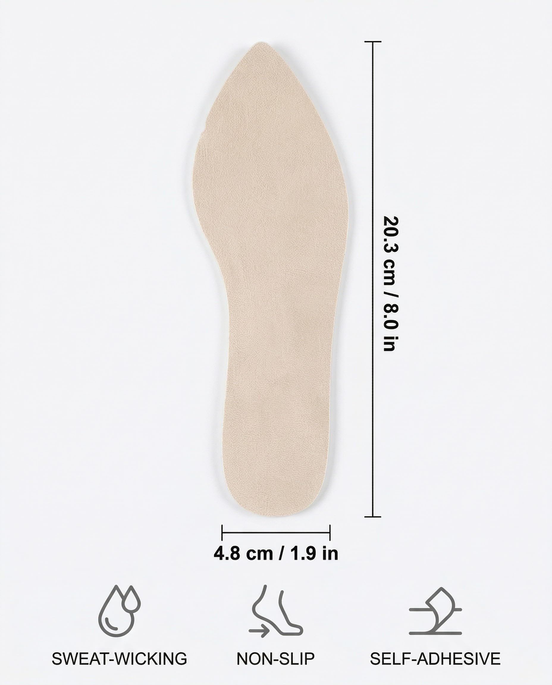 2 pares de plantillas antideslizantes para mujer, plantilla autoadhesiva para tacones altos, plantillas cómodas para zapatos, plantillas suaves para sandalias (B:beige: 37-38) — view 5