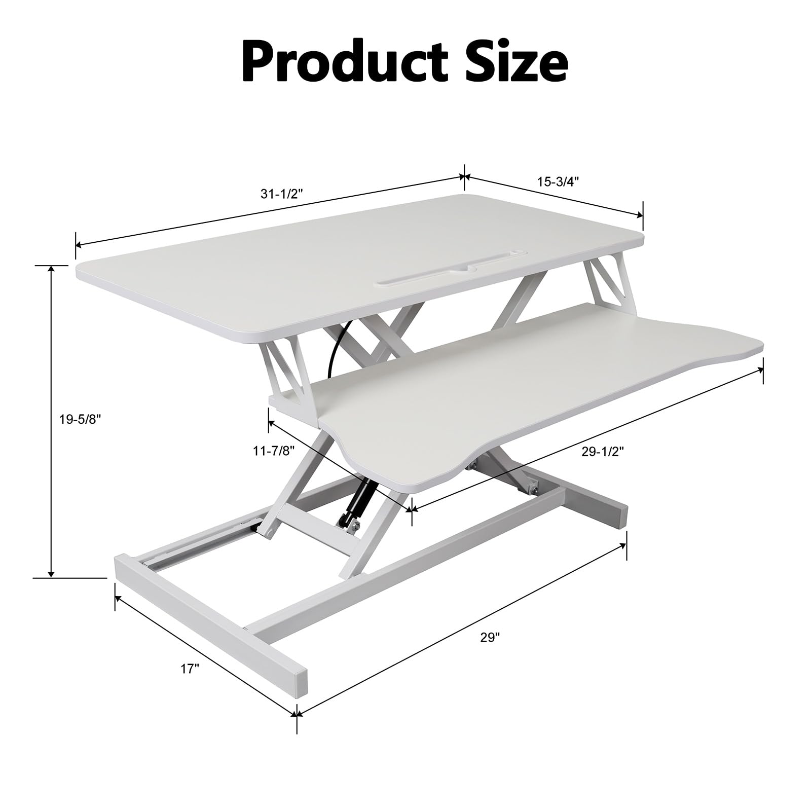 Standing Desk Converter 32 Wide Height Adjustable Sit Stand Up Desk Riser with Keyboard Tray Desktop Workstation Riser — view 2