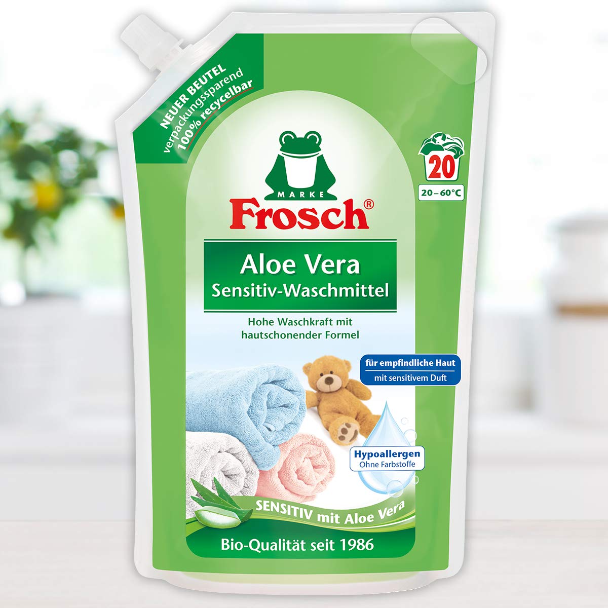 Frosch Aloe Vera Waschmittel, 5er Pack (5 x 18 Waschladungen)