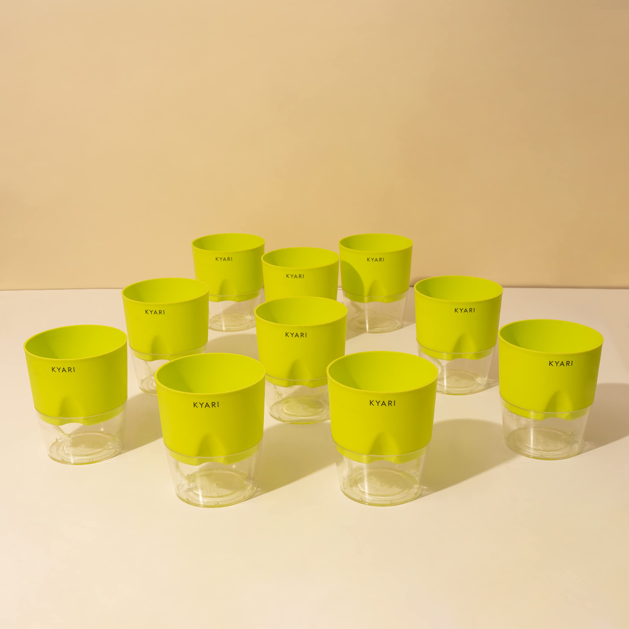 KYARI Combo of 10 Green Self-Watering Pots for indoor plants, Best Flower Pots & Planters for Home Decor, Living Room, Kitchen, Bedroom, Table Top, Office, Gifting | Plants not included (B0BTVVMHGM) Amazon Price History, Amazon Price Tracker
