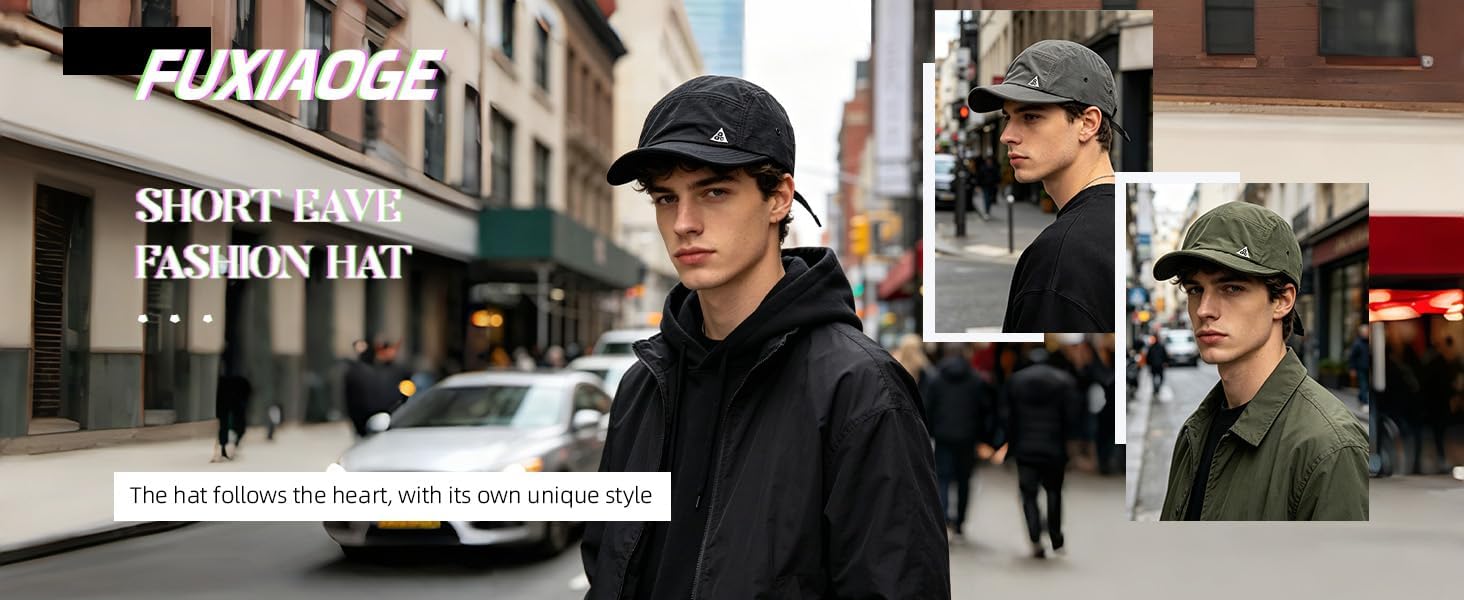 Outdoor Cap, Quick-Dry Short Brim Hat, Adjustable Strap, Hiking Camp Style, Multiple Colors