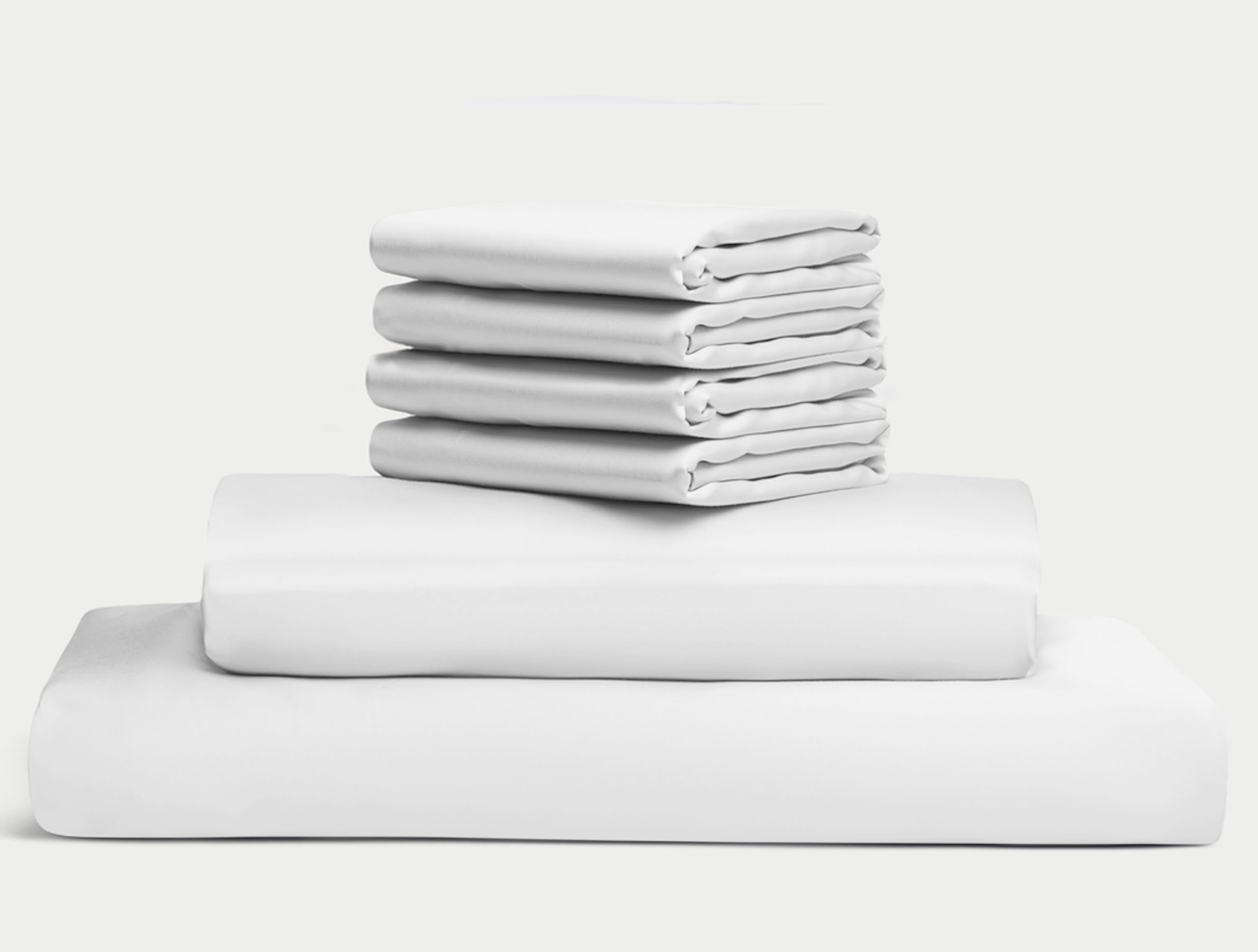 Grahit 100% Egyptian Long Staple Cotton Bedsheet Set, 1000 Thread Count, 6-PC Sheets Set, Percale White, California King Size, 25 Inch Deep Pocket of