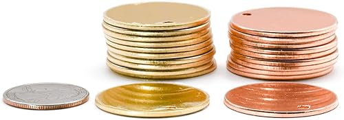 Miniatura 4 de ABBECIAO Etiqueta de latón de 1.25 pulgadas para estampado de metal, acabado circular de latón de 14 ga. con para fabricación de joyas y