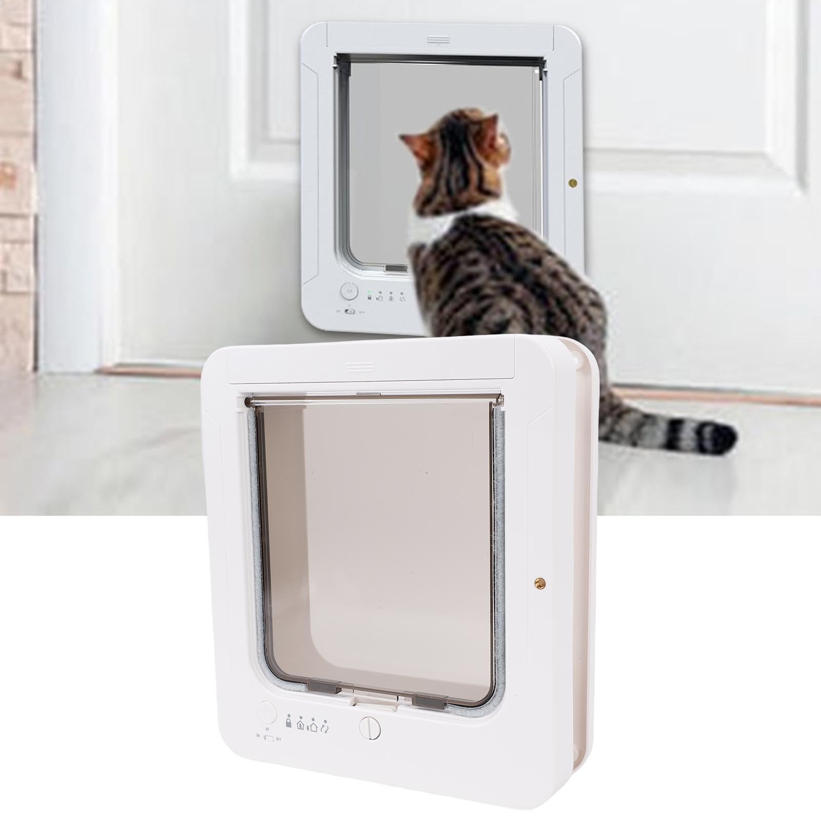 Fockety Puerta Inteligente para Gatos para Interior y Exterior, con Microchip de detección automática, Sensor de 2 Collares y Cierre de 4 vías, gatera para Paredes y hogar.