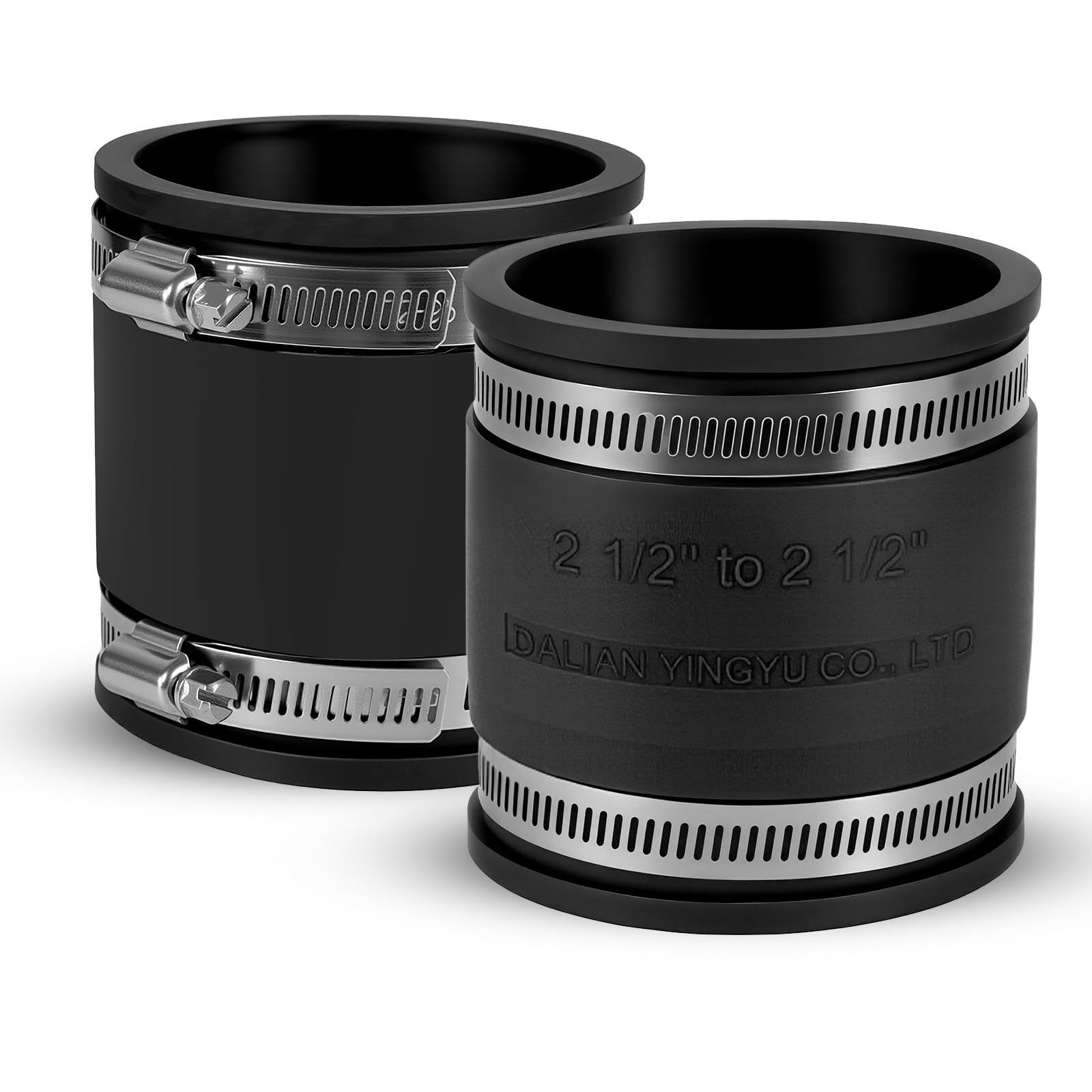 DLYYPLUS 2-Pack 2-1/2' Flexible PVC Pipe Coupling with Stainless Steel Clamps