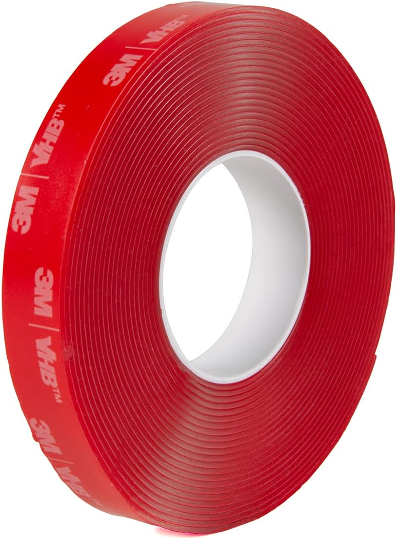 3M 4910 VHB Mounting Tape, Acrylic Foam, Permanent Bonding, Heavy Duty, Clear, 0.5 in x 5 yd, 1 Roll