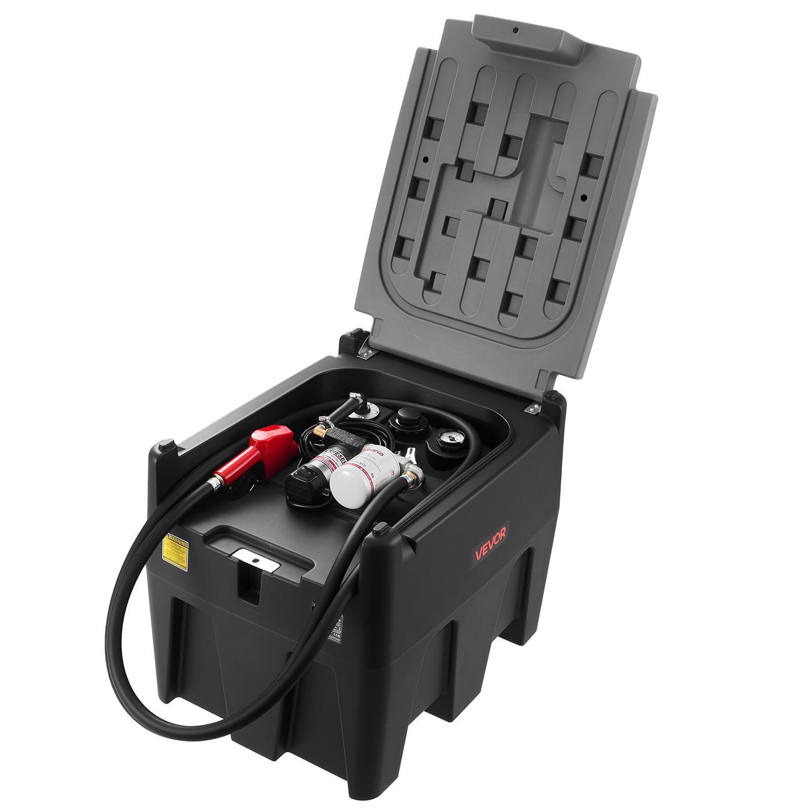 VEVOR Réservoir Diesel Portable 220 L Cuve de Ravitaillement 40 L/min avec Pompe de Transfert Électrique 12 V Tuyau en Caoutchouc 4 m Réservoir de Transfert Diesel pour Transport de Carburant, Noir