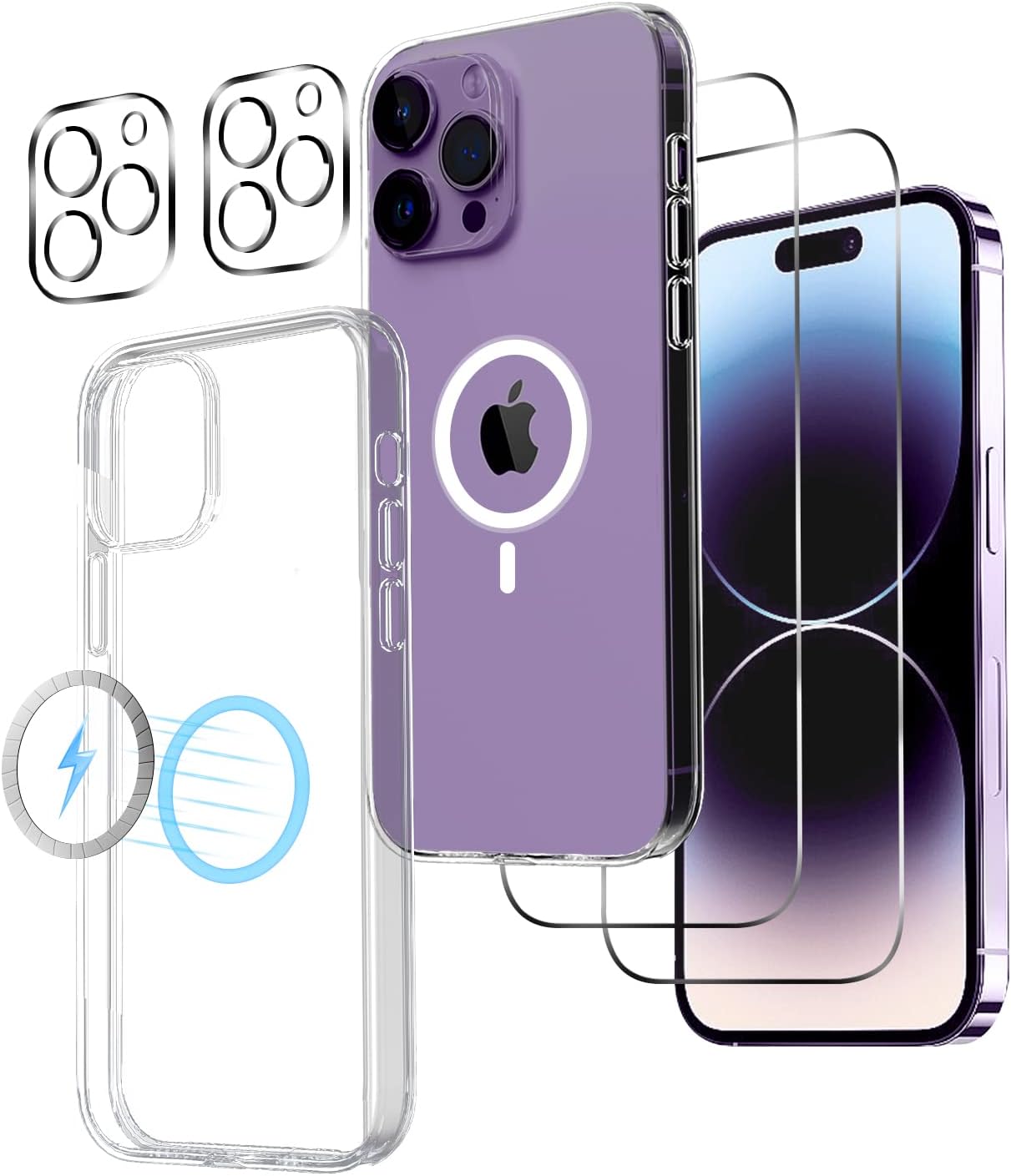 Magnetic Case for iPhone 14 Pro Max Case,Clear Phone Case Little Horse Posters 87 Pieces [Compatible with Magsafe] [Not Yellowing] [Glass Screen Protector+Camera Lens Protector] 6.7 inch (fairydust)