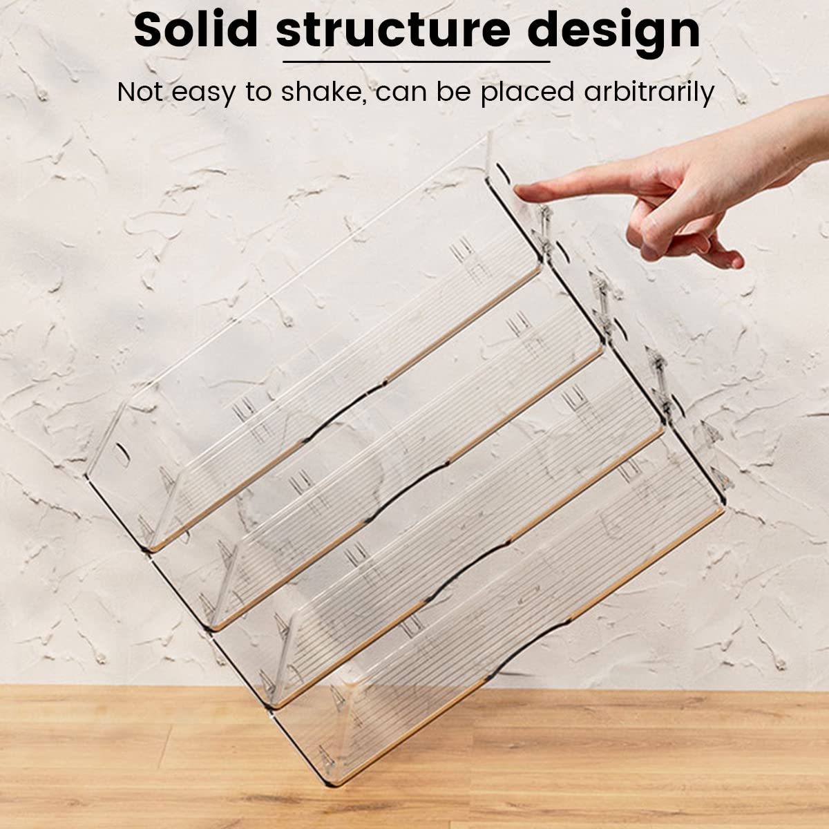 Lot de 2 boîtes de Rangement Transparentes et empilables avec couvercles pour Bureau, Format A4, pour Documents, Livres, Salle d'étude