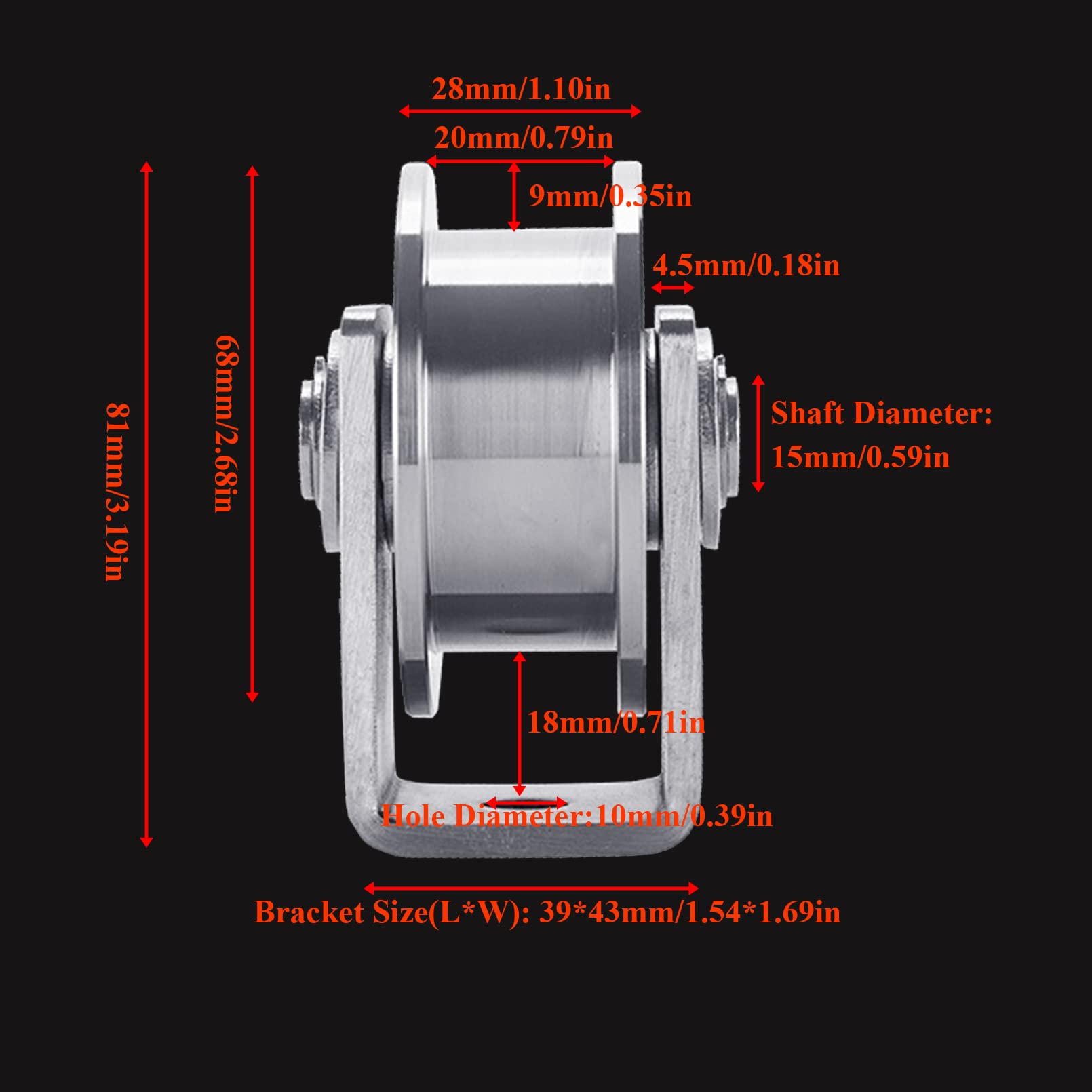 3in H Groove Wheel Stainless Steel Groove Wheel Heavy