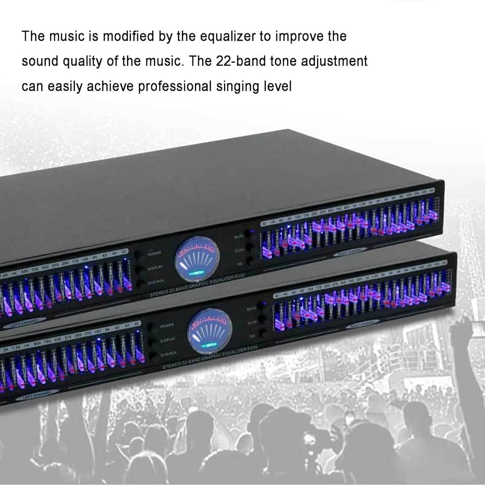 Equalizzatore audio professionale a 22 bande, regolazione equalizzatore a doppio canale per esibizioni sul palco, feste in casa, studi di registrazione, riduzione intelligente del rumore per alte e