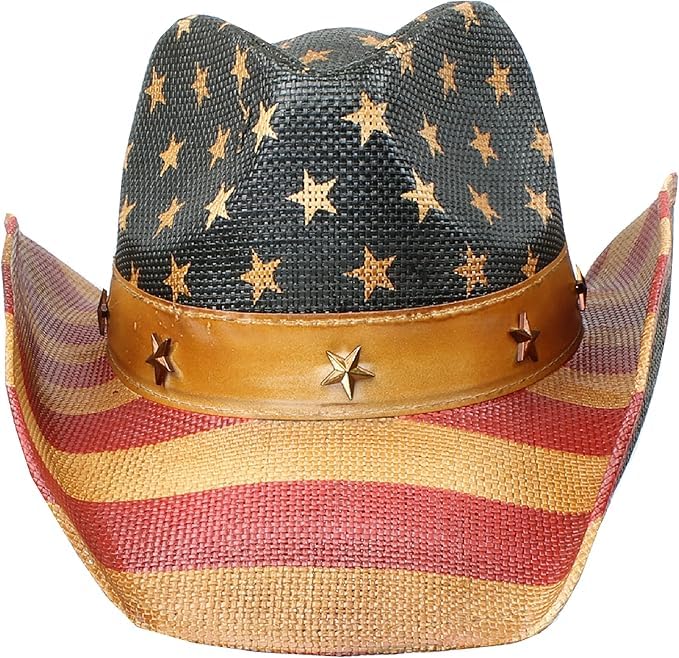 Image of Peter Grimm Straw Round Up Cowboy Hat - Stylish and Versatile Straw Hat for Men and Women - One Size