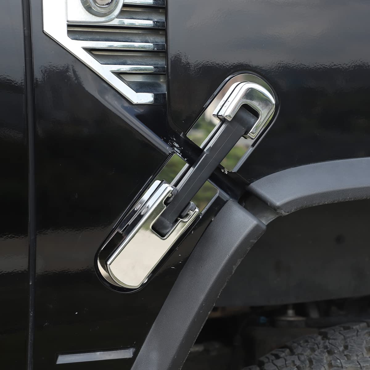 4PCS Stainless Steel Hood Latch Base Accent Trim, Hood Latch Lock Catch Brackets Cover, Hood Latch Covers Fit for Hummer H2 2003-2009