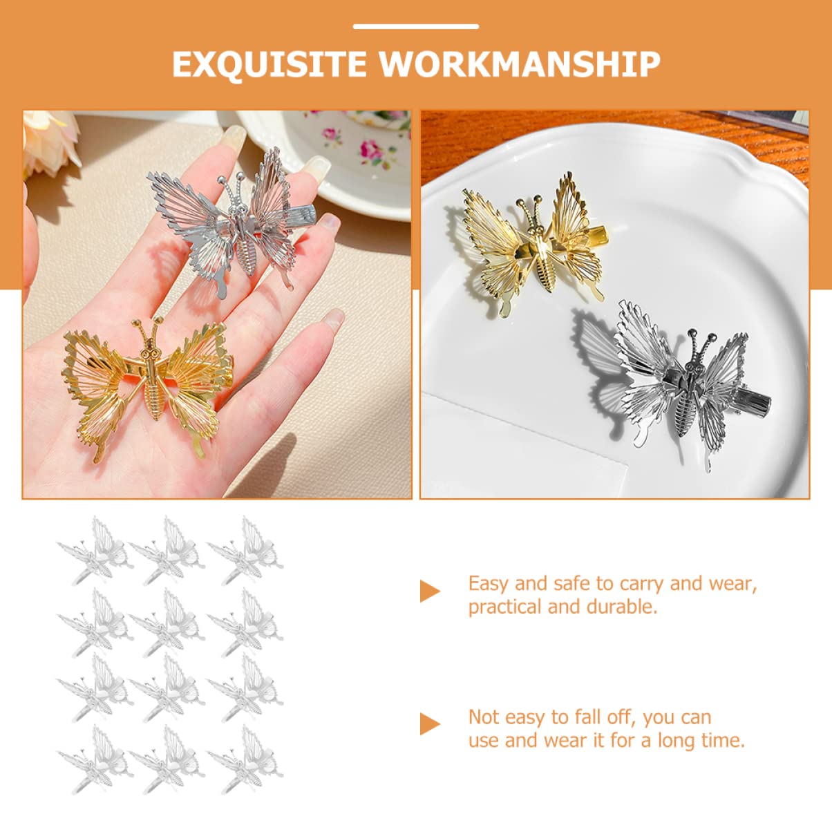 LALAFINA 48stücke Haarklammern Schmetterlinge Metallisch Hohle Haarspangen Für Damen Elegante Haarschmuck Für Partys Cosplay Und Bühnenauftritte