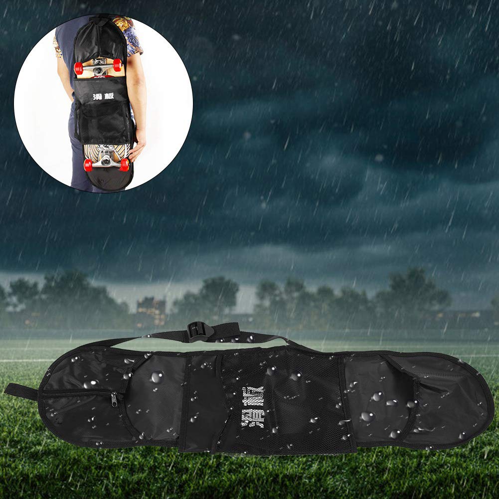 Skateboard Bag – Bolsa Longboard Impermeable Mochila de Almacenamiento para monopatín Longboard Bolsa de Transporte Accesorio, Negro
