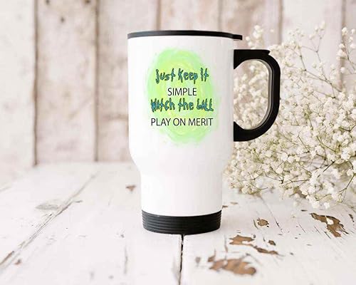 Miniatura 2 de Funny Gift Cricket Fan's Gift, Ideal Present for Grandparents - Merit-based Attitude, Keep It Simple and Just Watch the Ball on Large 14 Oz White