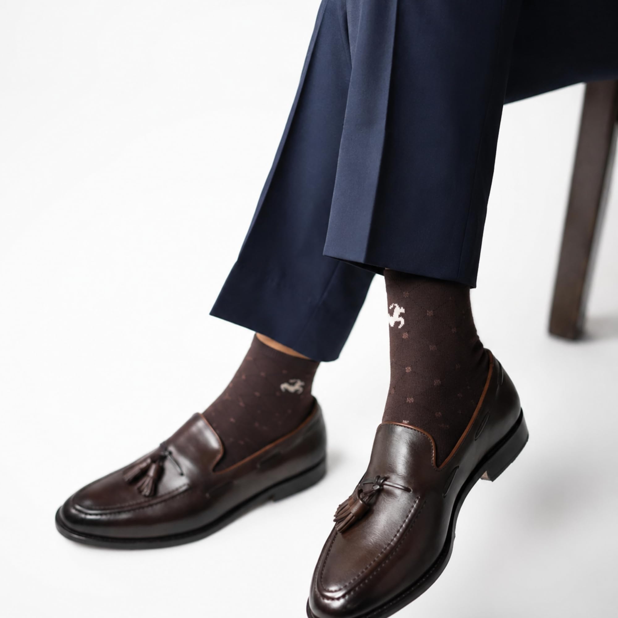 Mojaah Essentials Men’s Cotton Elegant Formal Socks (Pack of 5, Multicolor) | Moisture Wicking, Sweat Absorbent, Ultra Soft & Breathable | For Casual & Formal Wear 4