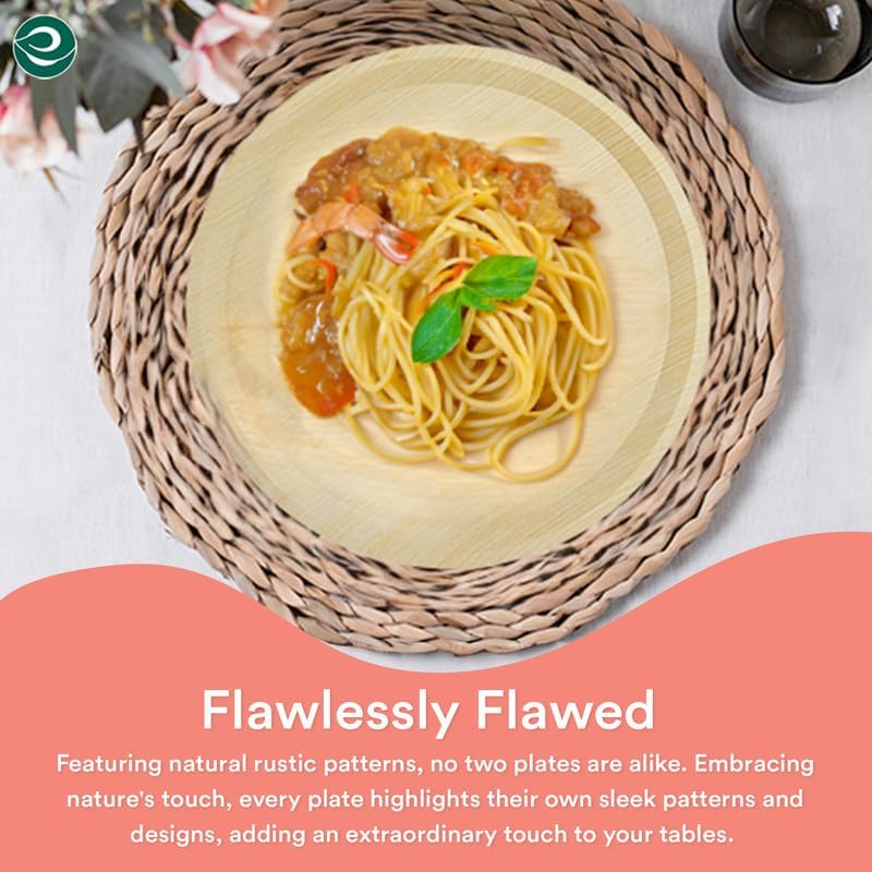 Image of ECO SOUL [12 inch, 10-Pack Areca Palm Leaf Round Plates | Disposable Eco-Friendly Biodegradable Like Bamboo Wood Plates | Party, Wedding, Event Plates (30 cm)