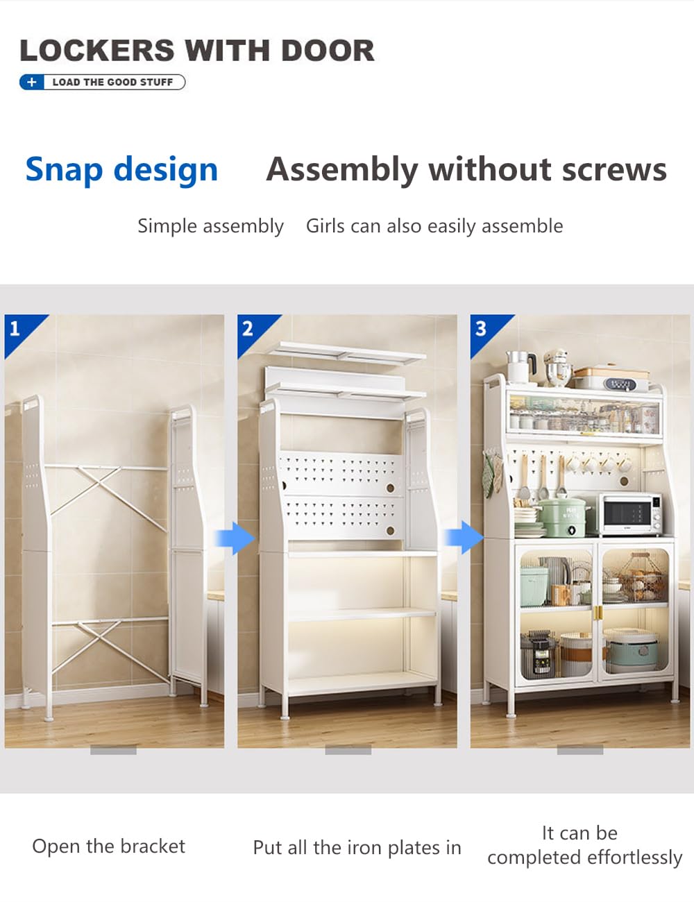 Mobile Dispensa Cucina, Credenza Cucina Alta, 86 x 36 x 164cm, con Rotelle con Gancio, Foro Per Cavi, Porta Magnetica 5 Piani Mobile Microonde, Adatto Alle Cucine, Nero