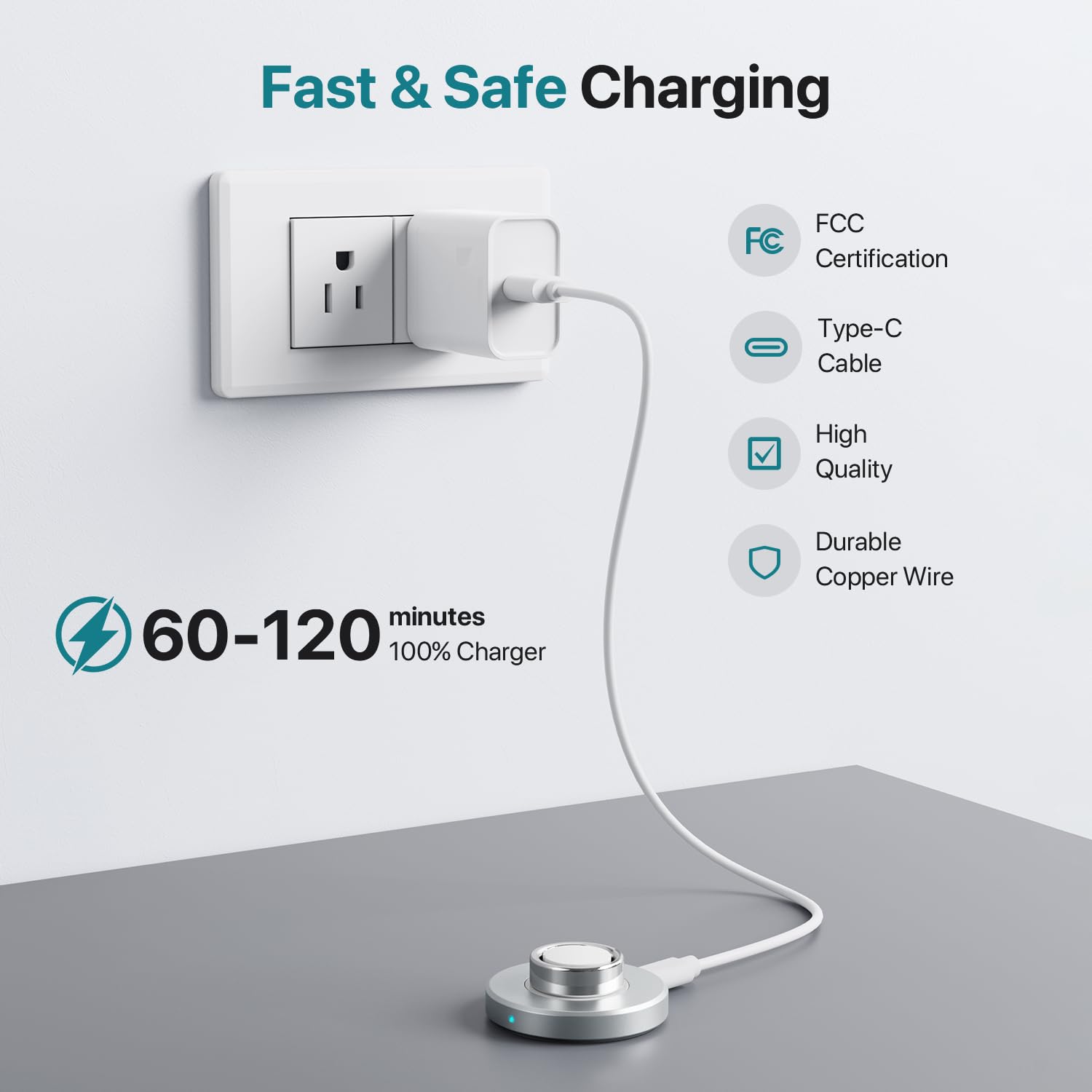 Kompatibel mit Oura Ring Gen 4 Ladegerät (Größe 10), schnelle und sichere Ladestation mit USB-C-Kabel, Aluminium-Legierung, Silikon-Anti-Rutsch-Basis, unverzichtbar für Oura Ring 4 Benutzer (Silber)