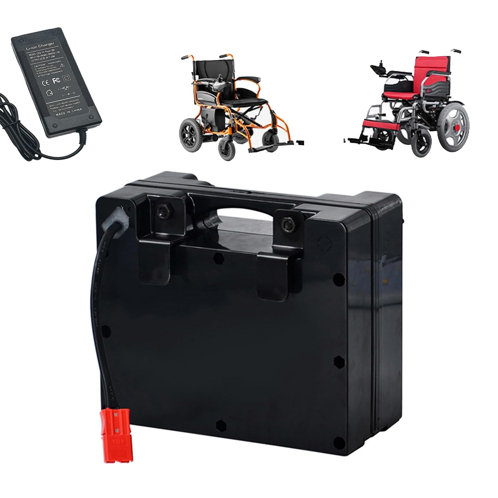 Batería de Litio para Silla de Ruedas eléctrica de 24 V, 12 Ah y 18 Ah, batería de Litio Recargable de 24 V con Cargador para Motor de Silla de Ruedas eléctrica de 0 a 500 W