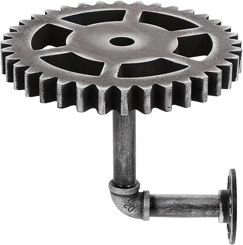 Miniatura 8 de Happyyami Estante de tubería Steampunk para tubería industrial, estante flotante de pared retro Steampunk, estante de engranaje rústico de hierro,