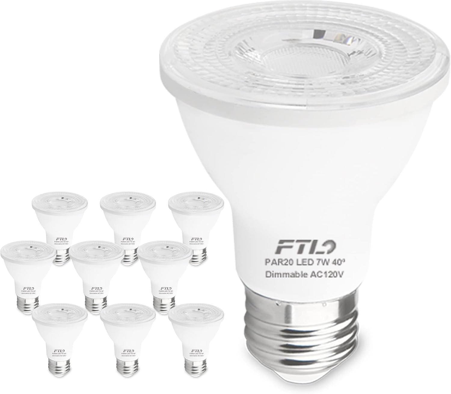 FTL PAR20 Led Bulbs, 50W 60W Equivalent, 7W 600LM Dimmable Flood Light