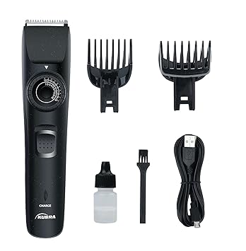 Kubra KB-1001 USB Fast charging, 90 min runtime, Adjustable 38 Length Setting, Ultra Sleek Beard Trimmer for Men (Black)
