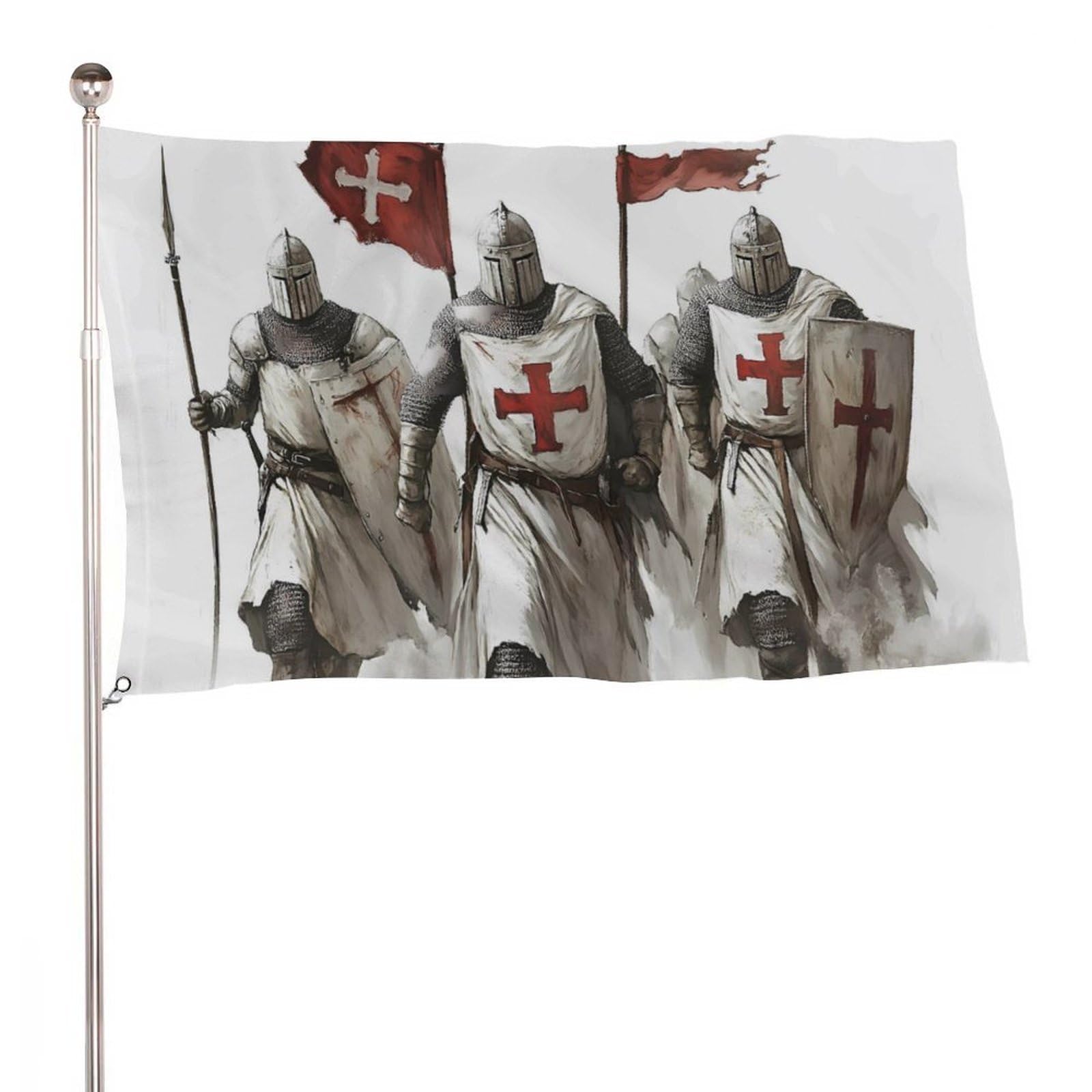 Knights Templar Multifunctional Garden Flag Printed Welcome House Flags Memorial Day Banners for Yard Outdoor