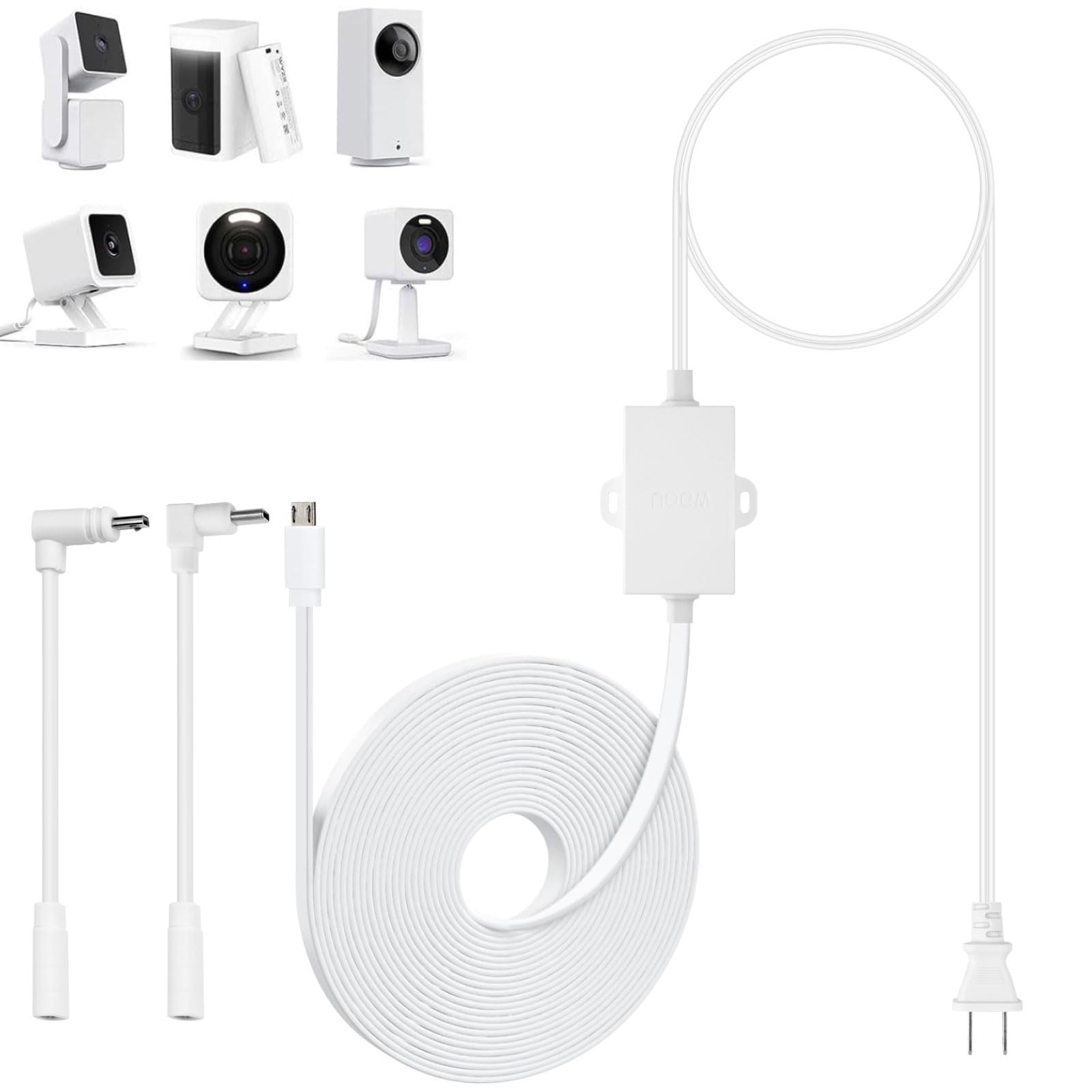 Uogw 13.1Ft/4m Outdoor Power Adapter Compatible with Wyze Cam V4,Wyze Cam Pan V3/V2,Wyze OG,Wyze Cam V3 and V3 Pro,WYZE Battery Cam Pro,Replace for WYZE Plug,Waterproof Power Cable for Wyze Cam-White