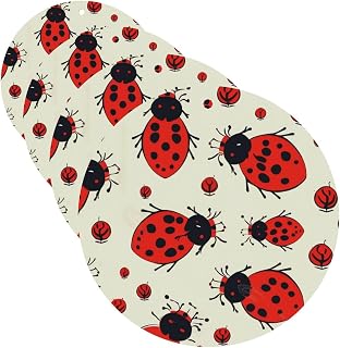 4 Pcs Car Air Fresheners Round Shape Hanging Car Air Freshener Fragrance Scented Cards Red Ladybug Auto Mirror Pendant Aromatherapy Tablets For Car Home Office Closet Bathroom