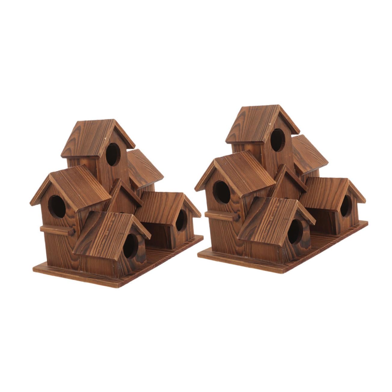 2 Piezas Casitas de Madera Rústicas para Pájaros Comedero y Nido Exterior Resistente al para Jardín y Patio Decoración Natural para Aves