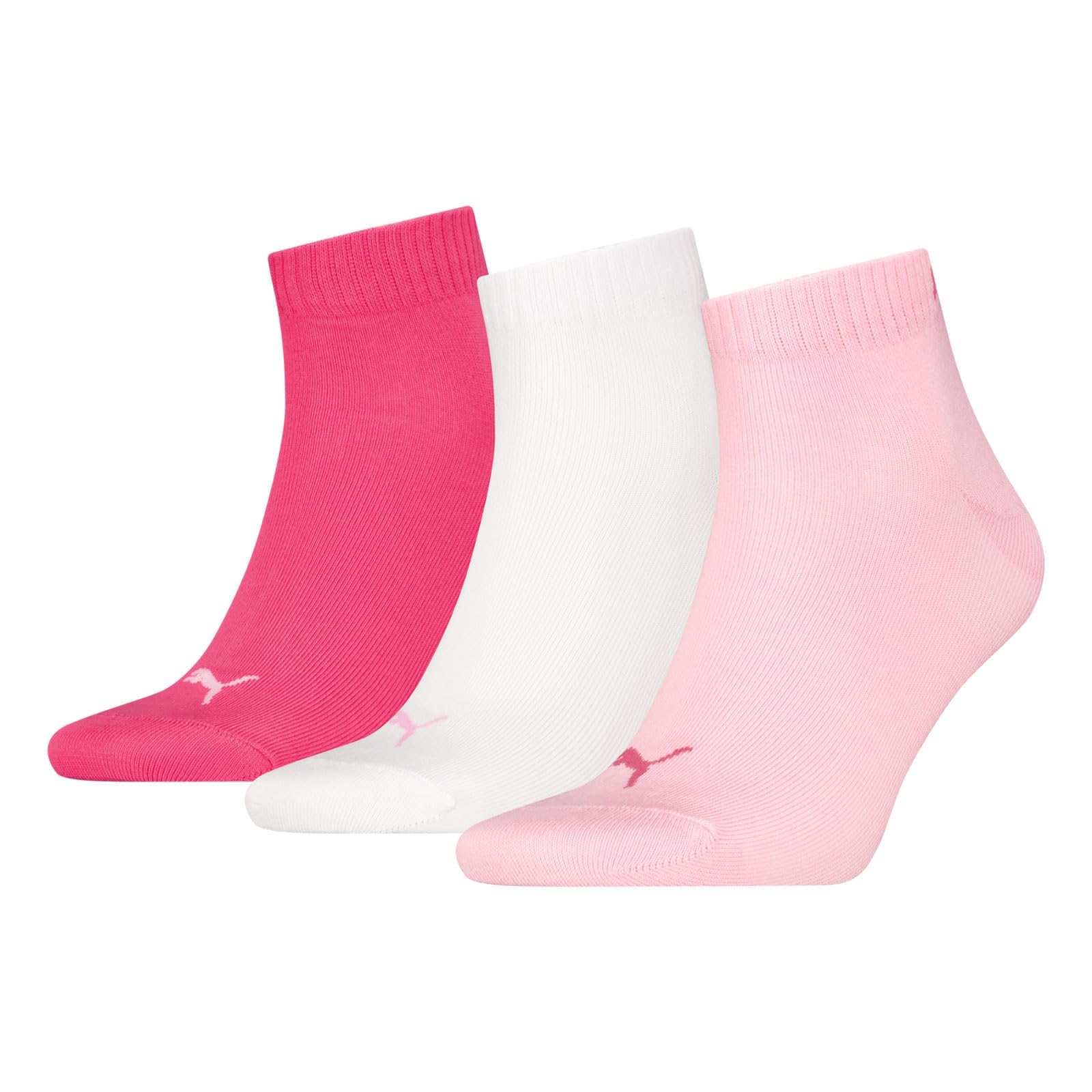 PUMA Unisex Plain Recycled Cotton Quarter Socks (Pack of 3), 35-38