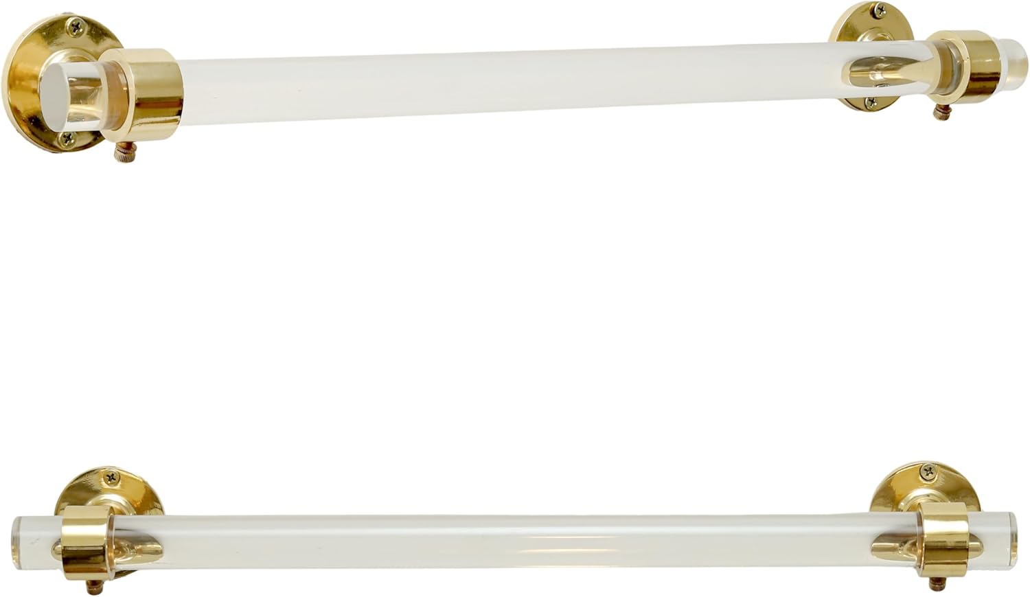 Lucite Towel Bar – Open Bracket Wall-Mount Towel Rack Made from Durable Rust-Resistant Brass & Clear Acrylic, Stylish Bathroom & Kitchen Towel Holder – 18 x 2.1 x 2.1 Inches
