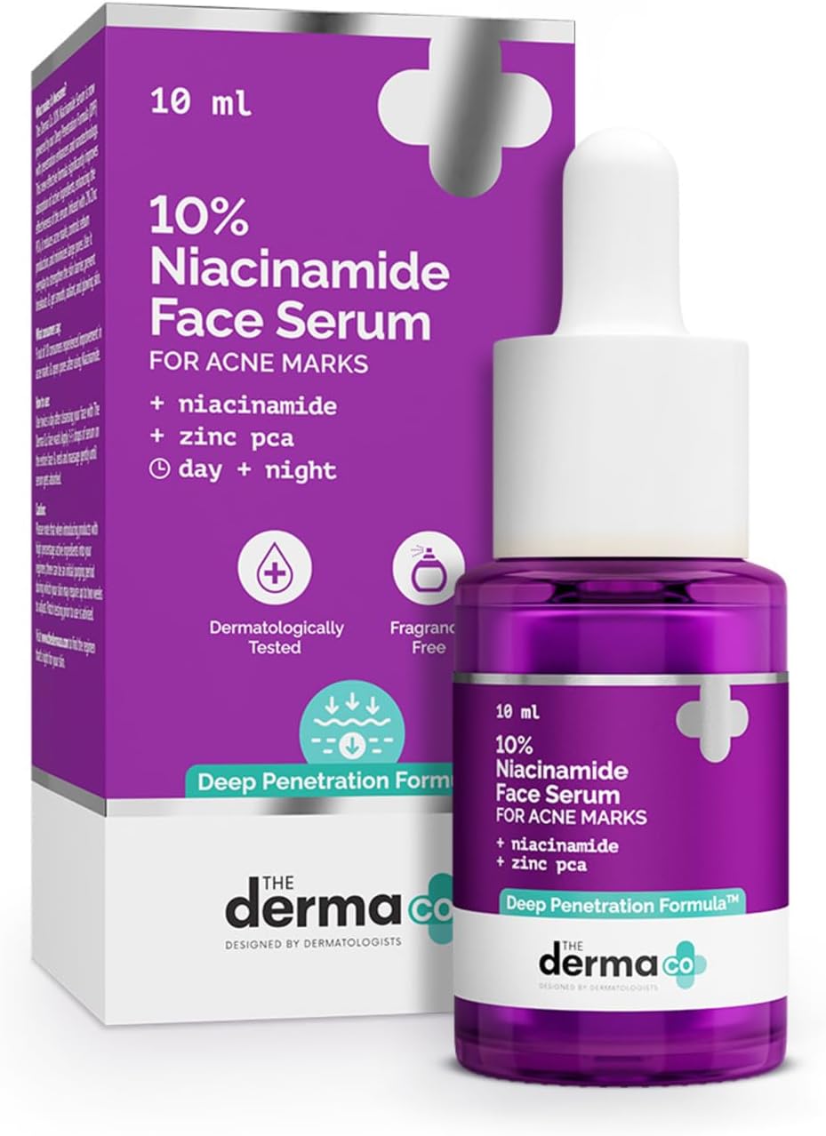 10% Niacinamide Serum with 2% Zinc, Powered by Deep Penetration Formula™ | Fades Acne Marks, Controls Oil & Reduces Dark Spots | 10 ml