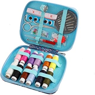 Caja De Almacenamiento De Bolsa De Aguja Cosida A Mano con Estampado Azul De PU Suave, Caja De Aguja De Coser, Juego Portátil De Bolsa De Aguja(BLU)