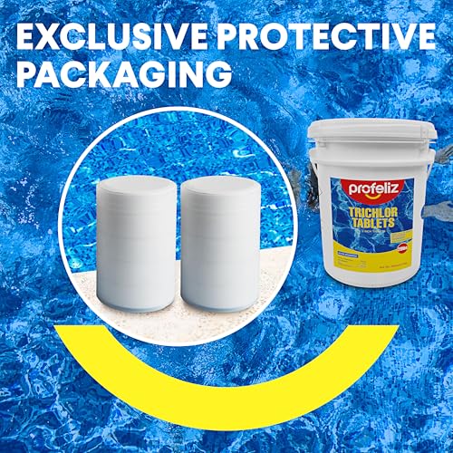 Image of PROFELIZ Chlorine Tablets 3 Inch for Swimming Pools, Kills Bacteria and Stops Algae, Slow Dissolving,Exclusive Protective Packaging,Pool Chlorine Tablets,20lbs