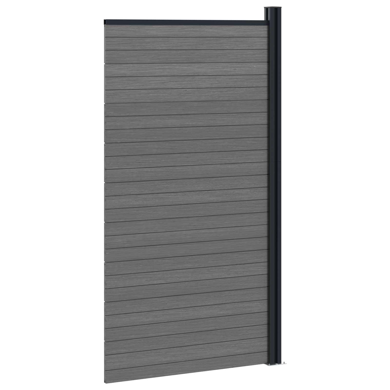 Zaunelement WPC und Aluminium Grau wetterbeständig 95 x 186 cm Gartenzaun Sichtschutz Paneel Kunststoff Holz Metall für Terrasse Balkon Grundstück mit stabiler Konstruktion und einfacher
